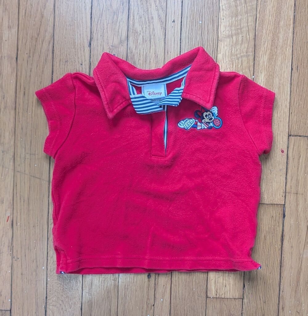 Vintage Disney Store Embroidered Minnie Mouse Tennis Shirt Size 2/3 Girls 2T XXS